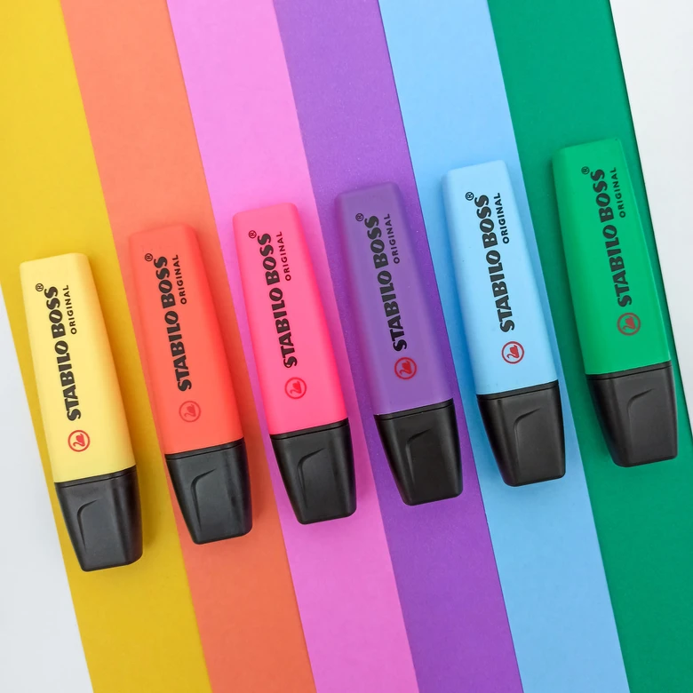 Kit 6 Canetas Marca Texto Stabilo Boss Neon