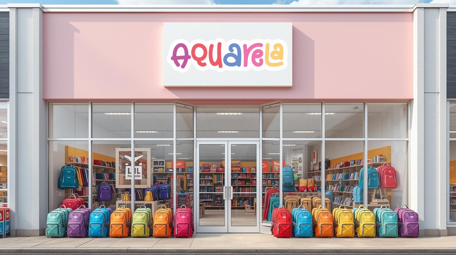 Interior da papelaria Aquarela